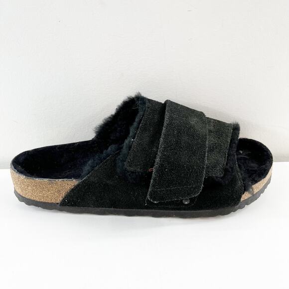 Birkenstock Kyoto Shearling Suede Leather Slide Sandals Black 43 / W M10 - Picture 6 of 9